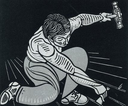 James Dodds Hand Signed and Numbered Limited Edition Block Print: "Caulker"