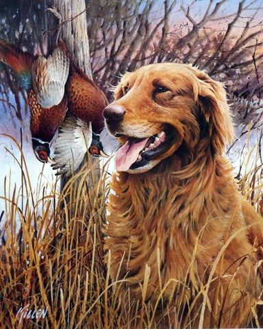 James Killen Print-Signed:"That’s My Dog Golden Retriever-Signed 14 x 17"