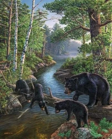 James Meger Signed and Numbered Limited Edition Lithograph: "Bear Pause"