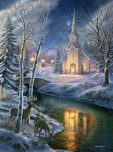 James Meger Signed and Numbered Limited Edition Lithograph: "Holy Night"