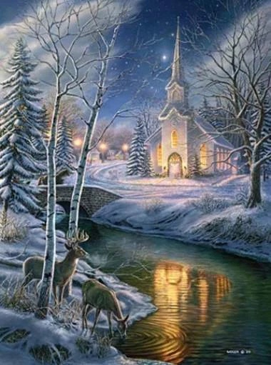 James Meger Signed and Numbered Limited Edition Lithograph: "Holy Night"