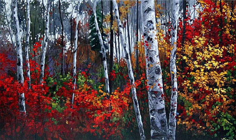 Jennifer Vranes Hand Embellished Limited Edition Canvas Giclee:"Autumn Jewel"