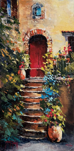 James Pratt Hand Signed Limited Edition Canvas Giclee:"Cagnes Sur Mer"
