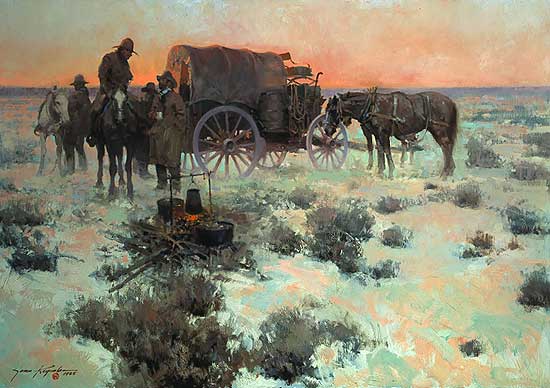 JAMES REYNOLDS 30X22 Secondary Market Art: "COLD COUNTRY HOT COFFE"