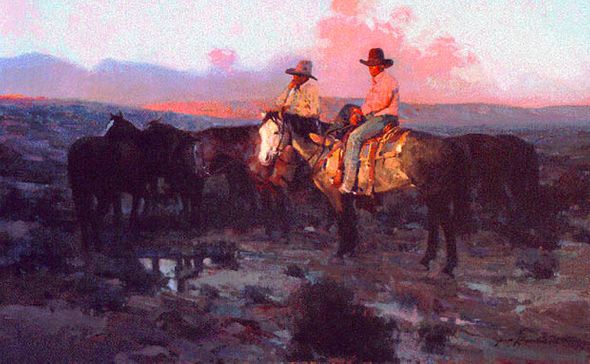 JAMES REYNOLDS 34X23 Secondary Market Art: "ARIZONA COWBOYS"