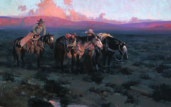 JAMES REYNOLDS 34X23 Secondary Market Art: "SPRING SHOWERS"