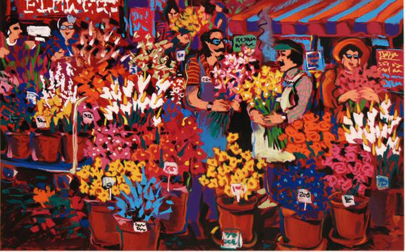 James Talmadge Limited Edition Serigraph on Artist Paper: "Flower Shop"