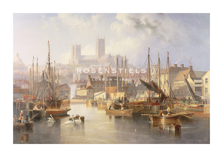 James Wilson Carmichael Hand Numbered Limited Edition Print on Paper :"The Brayford Pool and Lincoln Cathedral"