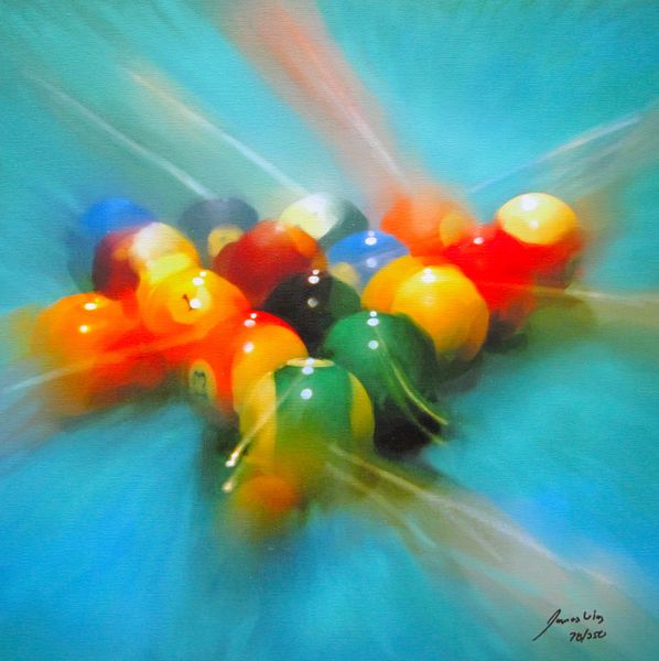 James Wing Hand Signed Limited Edition Giclee:"Light Blue Ball Break"