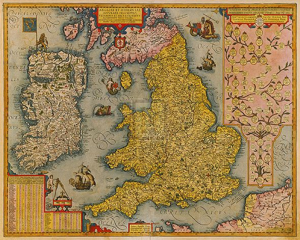 Jan Baptist Vrients Hand Numbered Limited Edition Print on Paper :"Angliae et Hiberniae, 1605"