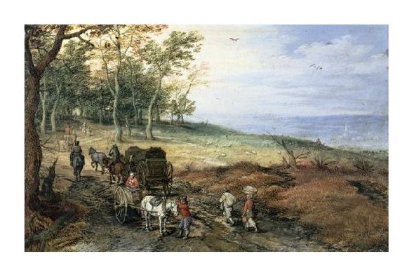 Jan Bruegel the Elder Fine Art Open Edition Gicl&eacute;e:"A Wooded Landscape with Travelers"