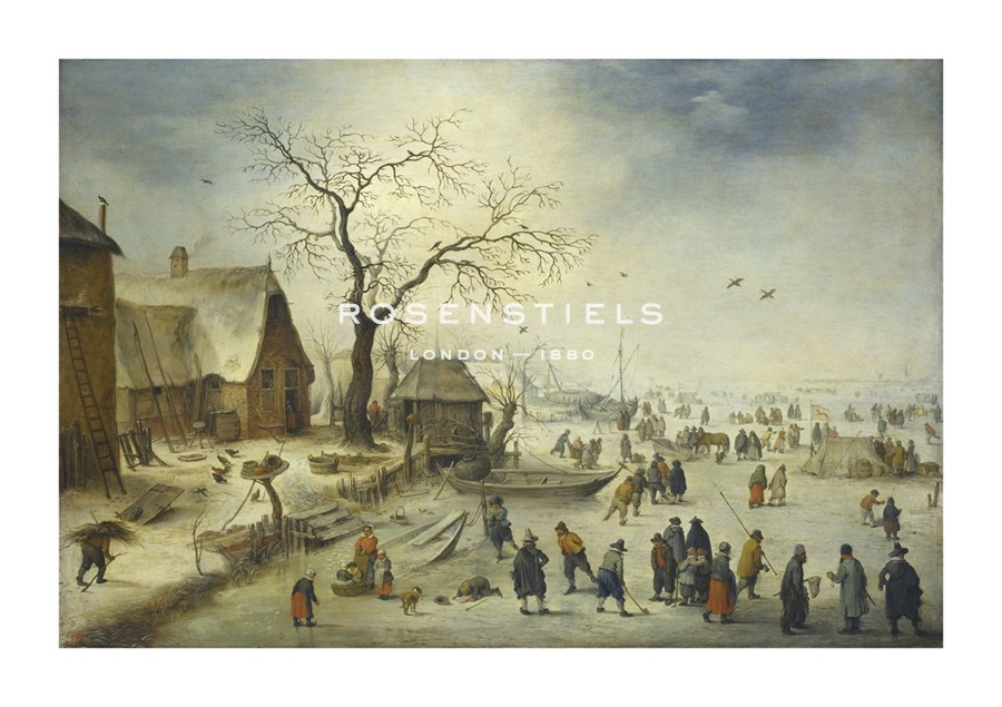 Jan Brueghel the Younger Hand Numbered Limited Edition Print on Paper :"Villagers on the Ice"