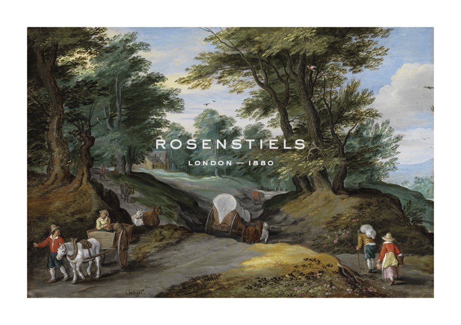 Jan Brueghel the Younger Hand Numbered Limited Edition Print on Paper :"Wooded Landscape With Horses Carts And To The Market Attracting Farmers Wood Print"