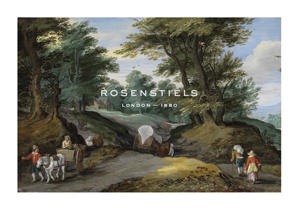 Jan Brueghel the Younger Hand Numbered Limited Edition Print on Paper :"Wooded Landscape With Horses Carts And To The Market Attracting Farmers Wood Print"