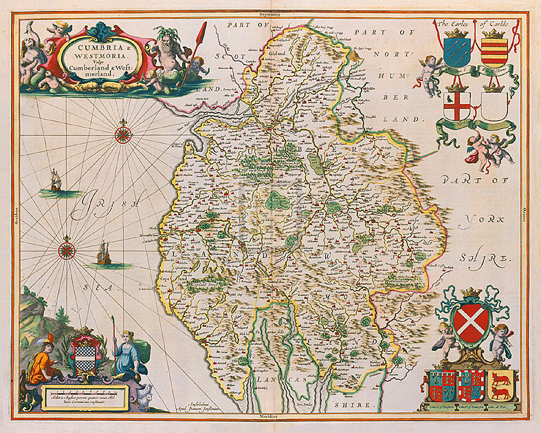 Jan Jansson Hand Numbered Limited Edition Print on Paper :"Cumbria and Westmoria, 1646"