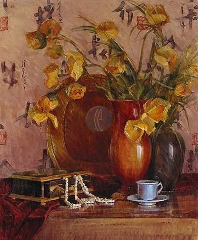 Jan Saia Limited Edition Giclee on Canvas :" Pearls Of Wisdom"