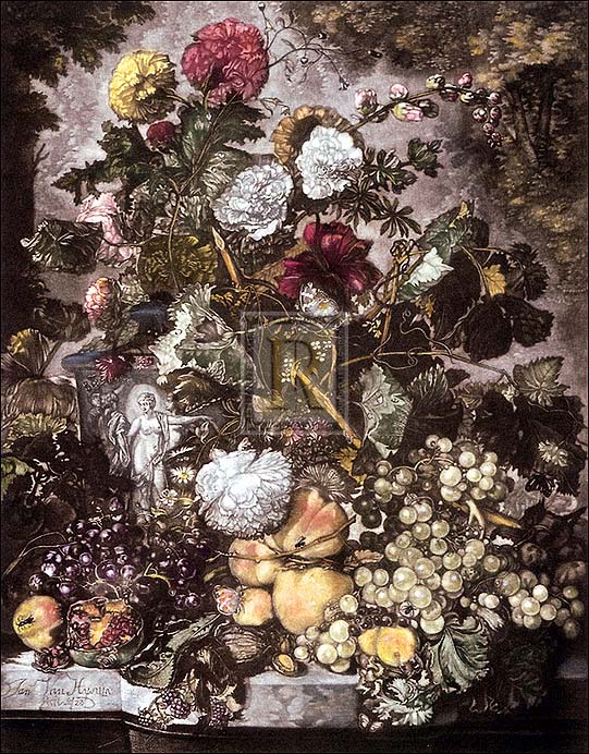 Jan van Huysum Artist Hand Colored Copper Plate Printed Atelier Print