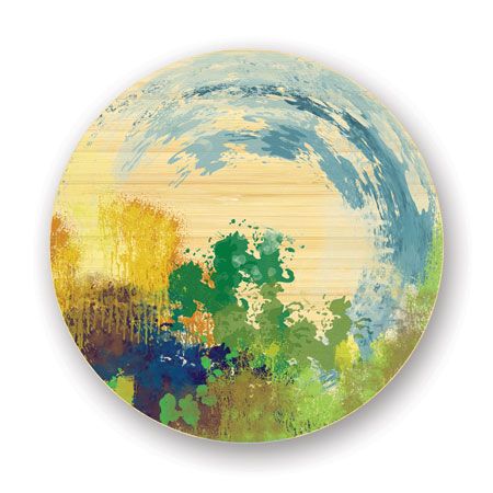 Jan Weiss Limited Edition Ready to Hang Giclee on Sustainable Bamboo: "Earth Layers I"