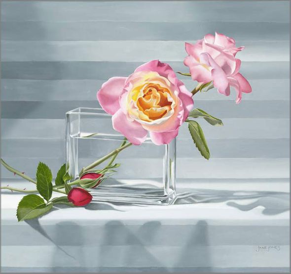 Jane Jones Hand Signed Canvas Giclee: "Rose Rhapsody"