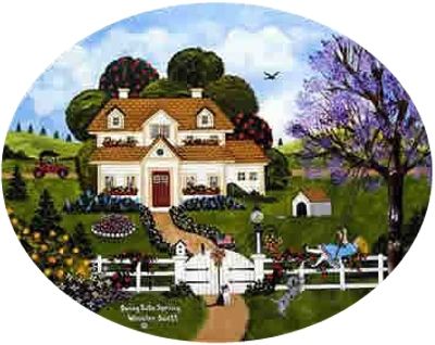 Jane Wooster Scott Hand Signed and Numbered Limited Edition Lithograph:"Four Seasons Oval Suite - Swing Into Spring"