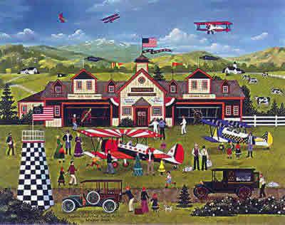 Jane Wooster Scott Hand Signed and Numbered Limited Edition Lithograph:"Franklin Field's First Annual Air Fair"