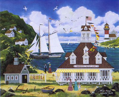 Jane Wooster Scott Hand Signed and Numbered Limited Edition Lithograph:"Ships Ahoy!"