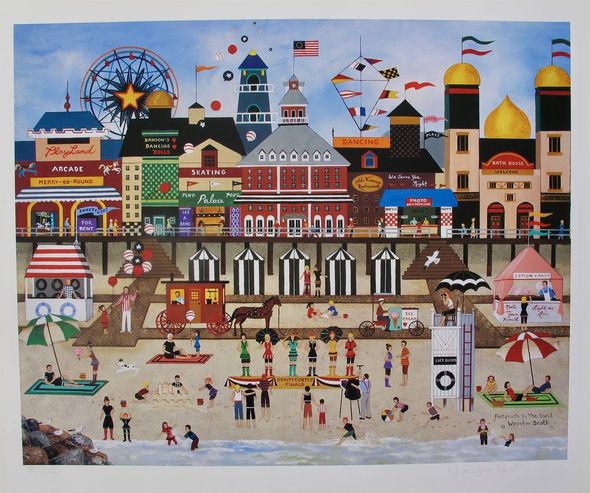 Jane Wooster Scott Hand Signed Limited Edition Lithograph:"Footprints In The Sand"