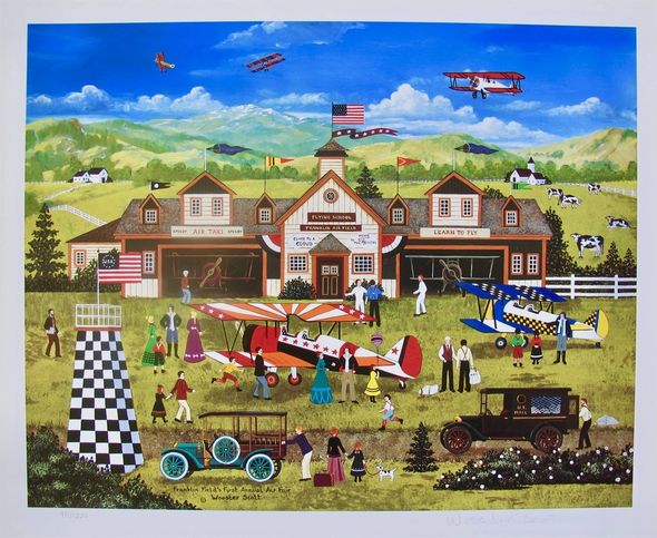 Jane Wooster Scott Hand Signed Limited Edition Lithograph:"Franklin Field's First Annual Fair L/E"