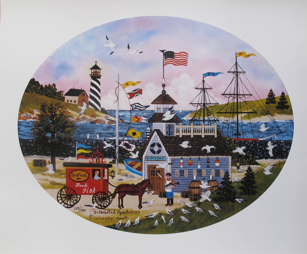 Jane Wooster Scott Hand Signed Limited Edition Lithograph:"Interested Spectators"