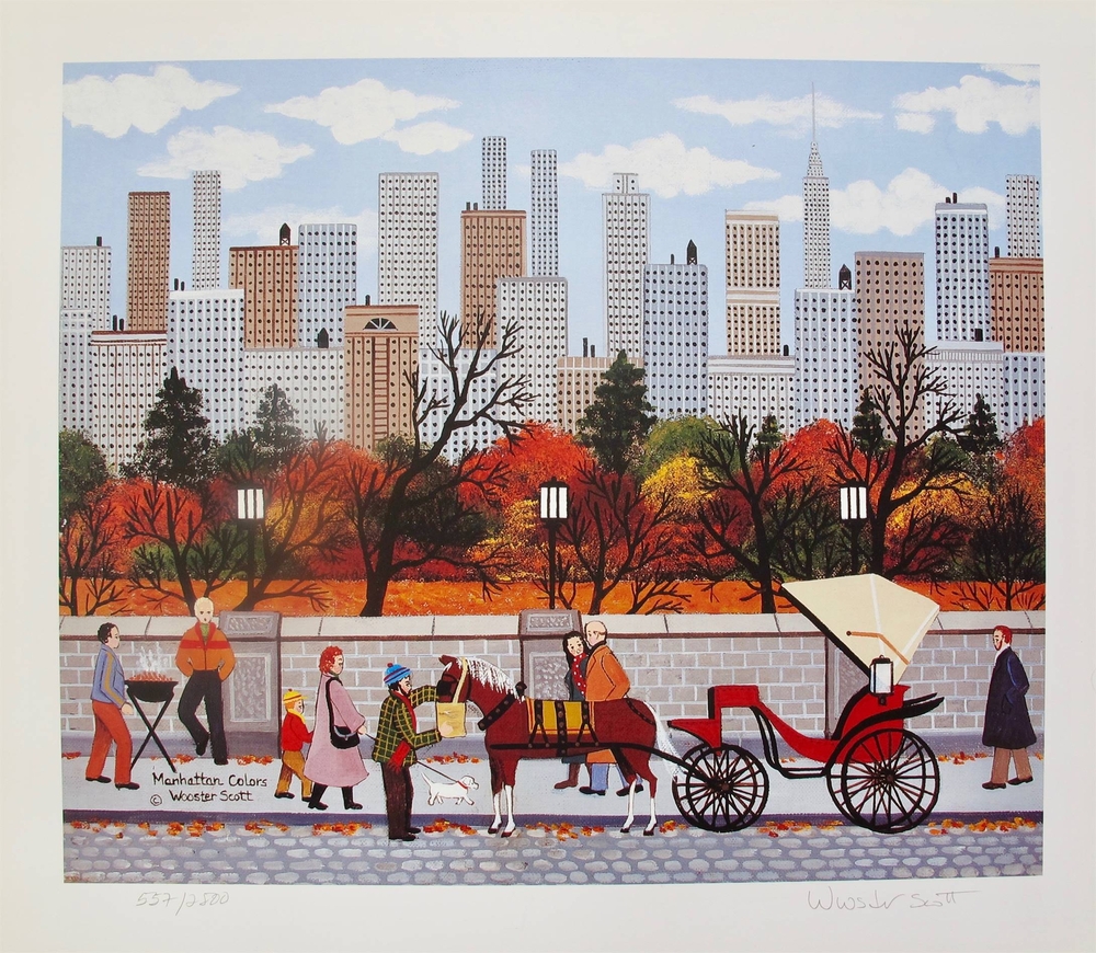 Jane Wooster Scott Hand Signed Limited Edition Lithograph:"Manhattan Colors"