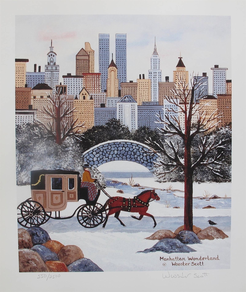 Jane Wooster Scott Hand Signed Limited Edition Lithograph:"Manhattan Wonderland"