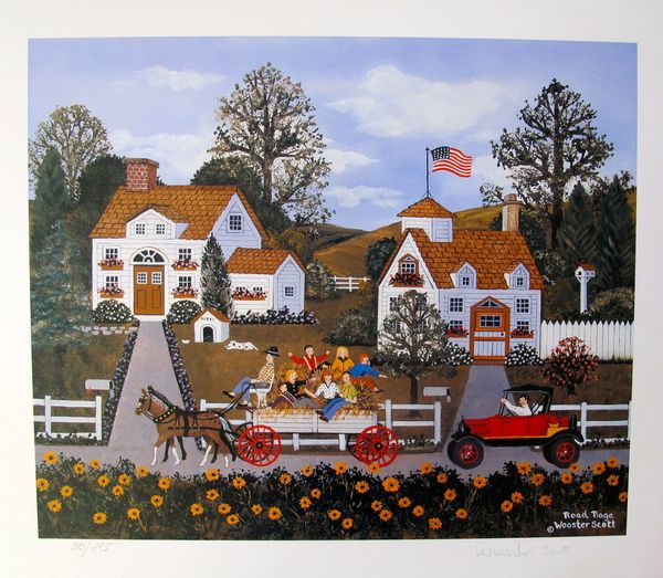 Jane Wooster Scott Hand Signed Limited Edition Lithograph:"Road Rage"
