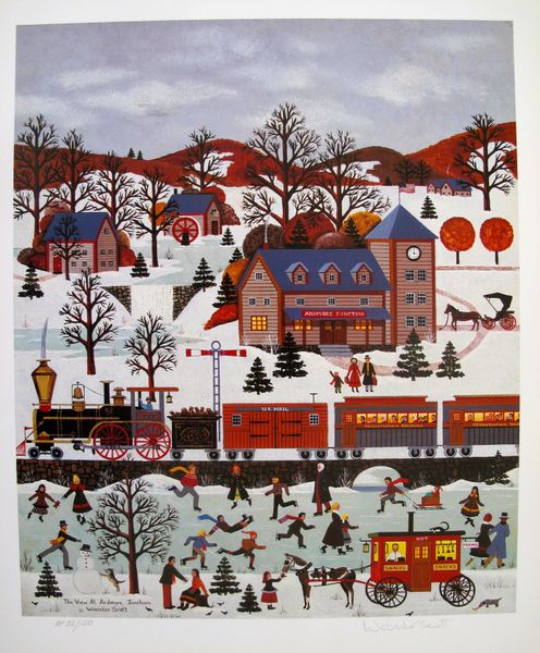 Jane Wooster Scott Hand Signed Limited Edition Lithograph:"The View At Ardmore Junction"