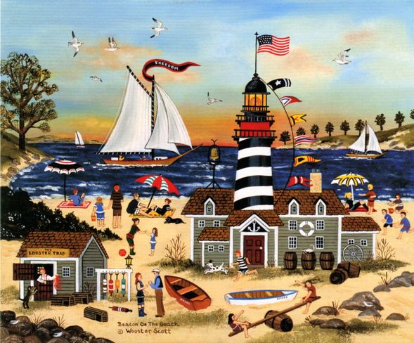 Jane Wooster Scott Handsigned and Numbered Limited Edition Print: "Beacon on the Beach"