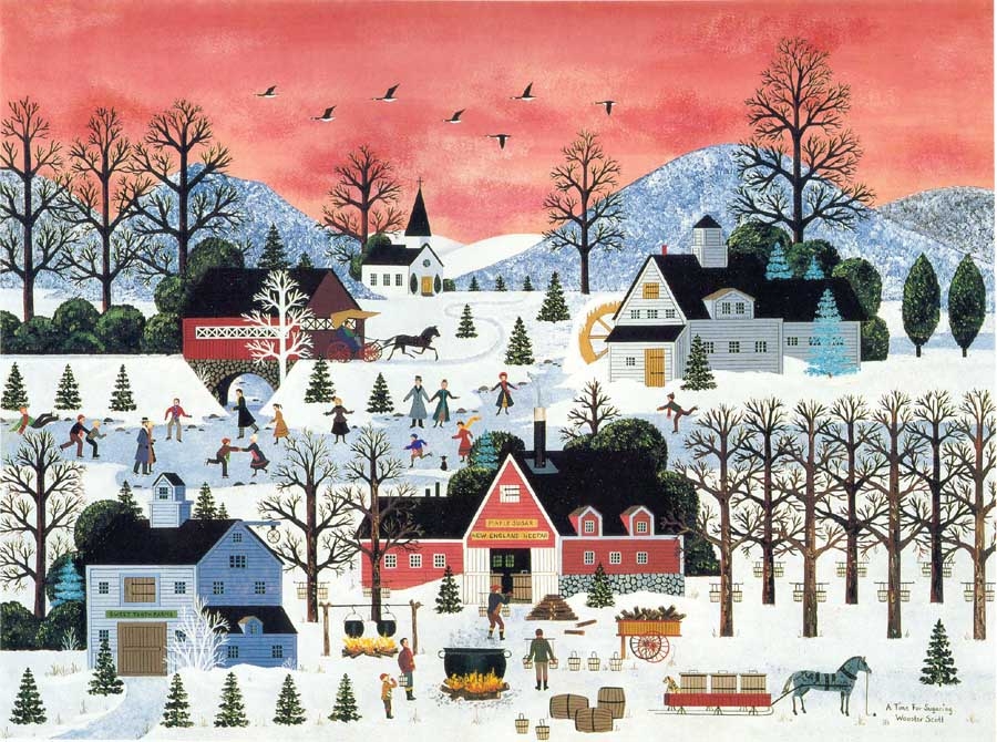 Jane Wooster Scott Artist Signed Limited Edition Serigraph on Paper:"A TIME FOR SUGARING"