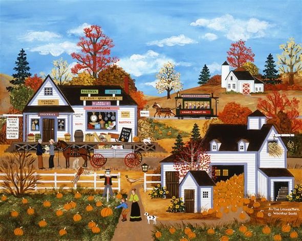 Jane Wooster Scott Handsigned and Numbered Limited Edition Canvas:"AS THE LEAVES TURN"