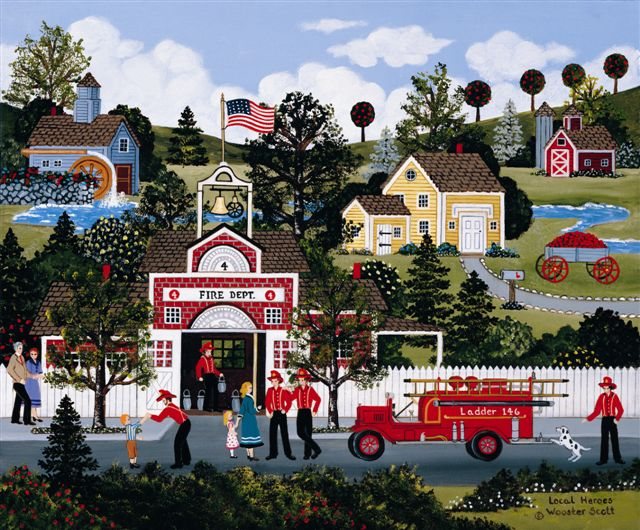 Jane Wooster Scott Hand Signed Limited Edition Canvas Giclee:"Local Hereos"