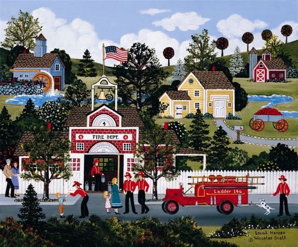 Jane Wooster Scott Hand Signed Limited Edition Canvas Giclee:"Local Hereos"