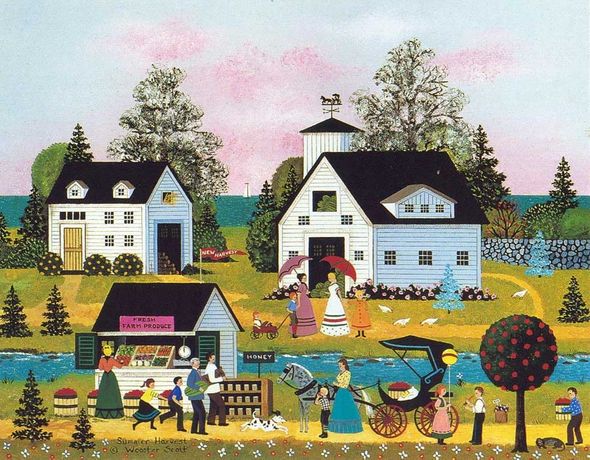 Jane Wooster Scott Handsigned and Numbered Limited Edition Serigraph on Paper:"SUMMER HARVEST "