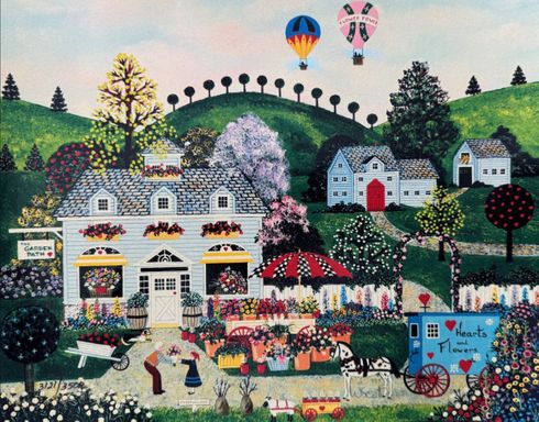 Jane Wooster Scott Handsigned and Numbered Limited Edition Serigraph on Paper:"Profusion of Posies"