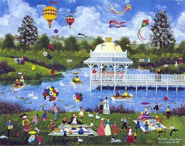 Jane Wooster Scott Handsigned and Numbered Limited Edition Serigraph with Original Remarque:"Mother's Day Parade"