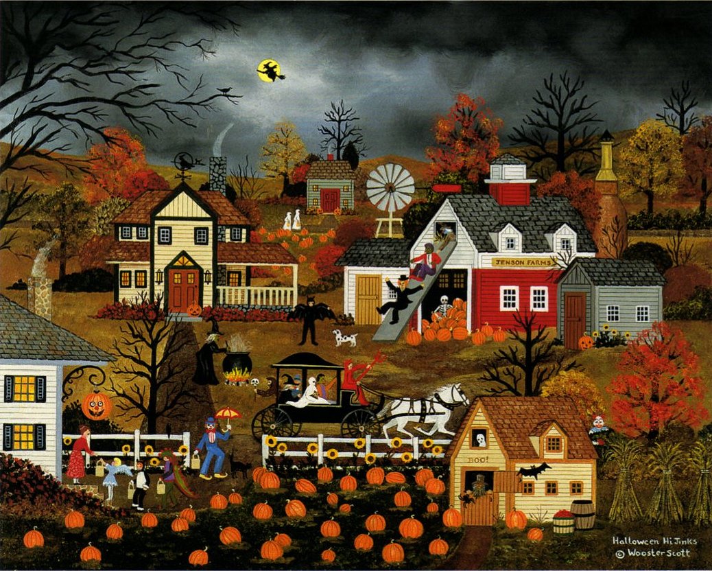 Jane Wooster Scott Handsigned and Numbererd Limited Edition Print:"Halloween Hi-Jinks"