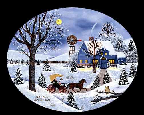 Jane Wooster Scott Handsigned & Numbered Limited Edition Canvas Giclee:" Night Owls"