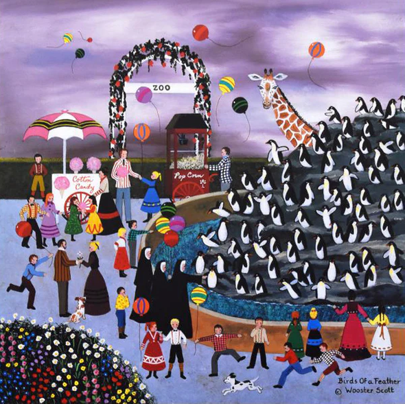 Jane Wooster Scott Limited Edition Lithograph on Paper: "Birds of a Feather"