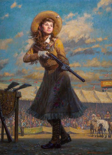  Morgan Weistling Artist Proof Limited Edition Canvas Giclee:"Little Sure Shot, Annie Oakley"
