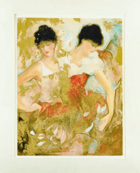 Janet Treby Limited Edition Serigraph on Paper: "Two Dancers"