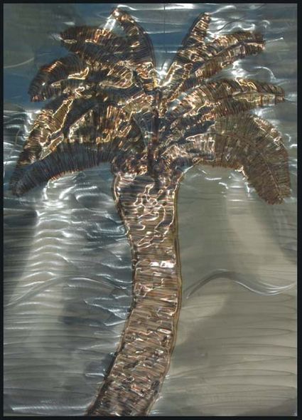 Jason Mernick Torch Painter Original Metal Art :"FEELING TROPICAL (Stainless Steel)"