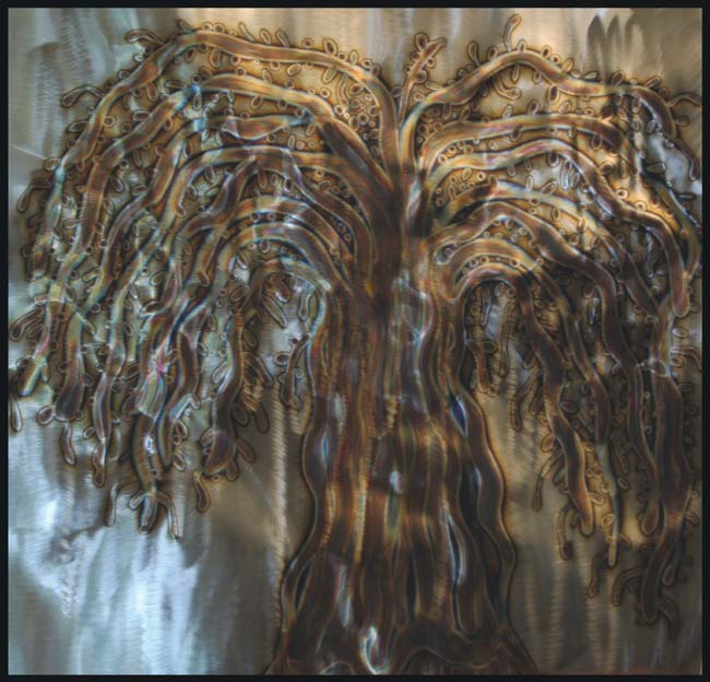 Jason Mernick Torch Painter Original Metal Art :"NO MORE TEARS (Stainless Steel)"