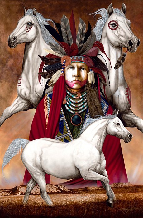 Jd Challenger Hand Signed and Numbered Limited Edition Canvas Giclee:"Visions of White Horse Spirit"