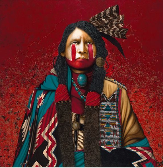 Jd Challenger Hand Signed and Numbered Limited Edition Canvas Giclee:"Red Wolf's Spirit"